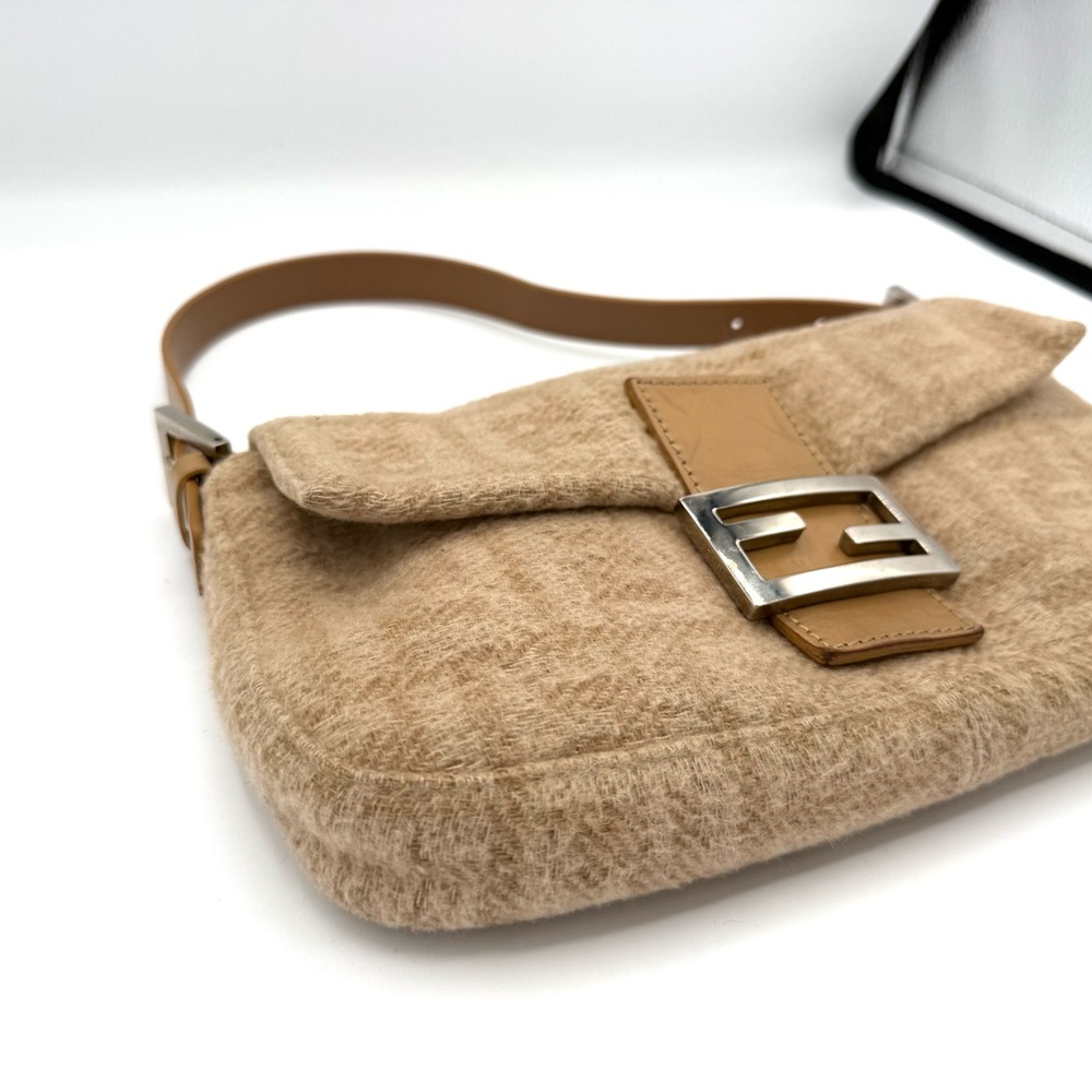 Fendi Zucca Cashmere Brown Baguette Shoulder Bag - Picture 5 of 12